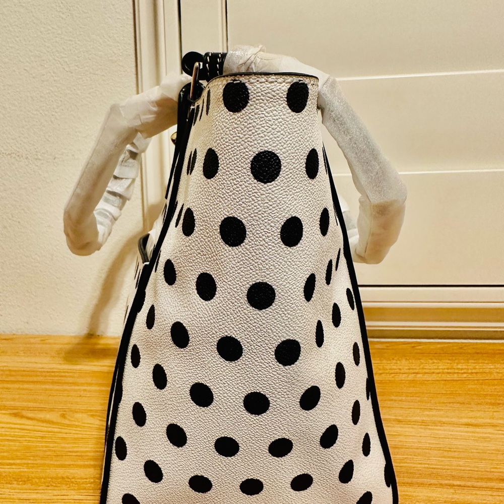 DOONEY & BOURKE JANIE TOTE bcaro0614 white black polka dots shoulder bag NWT - Picture 6 of 8